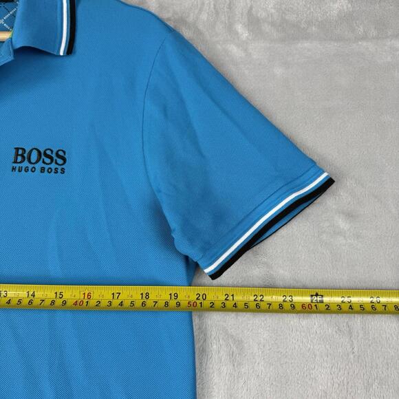 Boss Hugo Striped Trim Polo Men Size Small Short Sleeve Moisture Control Casual - Picture 4 of 9